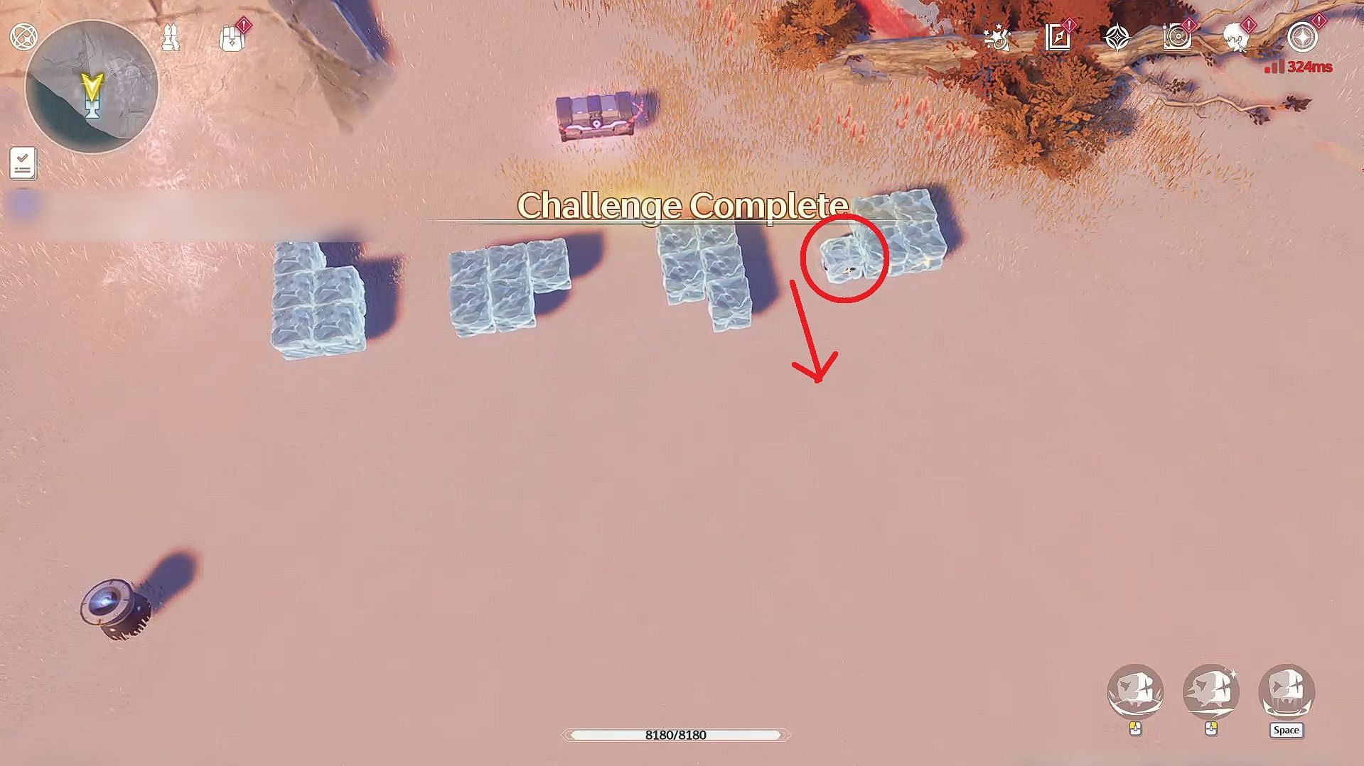 Fill the ice blocks on the right (Image via Kuro Games)